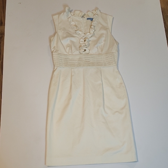 ANTONIO MELANI Cream Ruffled Pleated Mini Dress - Picture 1 of 7
